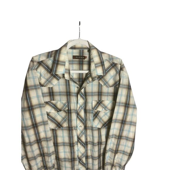 Roper Mens Multicolor Plaid Pearl Snap Button Long Sleeve Western Shirt XL - Picture 2 of 5